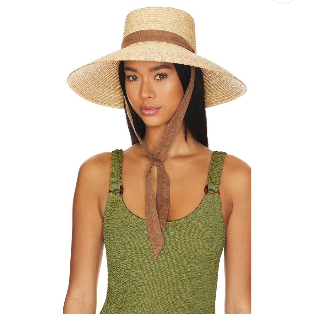 Lack Of Color Natural Straw Hat with Tan Ribbon